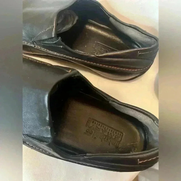 Black Leather Womens Timberland Loafers Driving Shoes 8.5 m - Picture 2 of 7